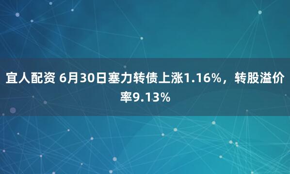 宜人配资 6月30日塞力转债上涨1.16%，转股溢价率9.13%