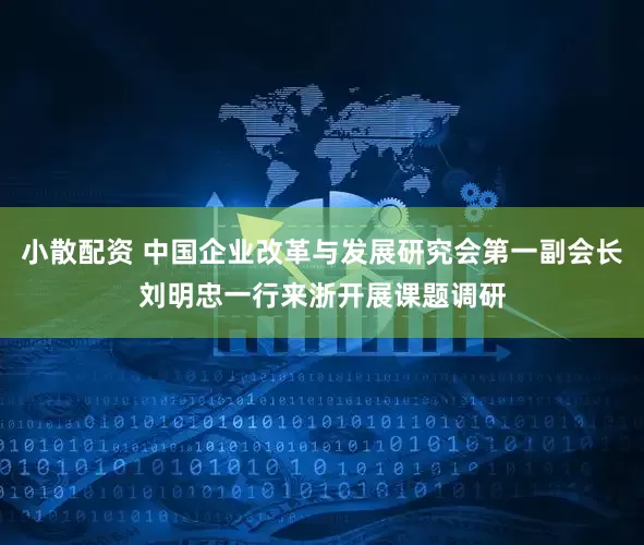 小散配资 中国企业改革与发展研究会第一副会长刘明忠一行来浙开展课题调研